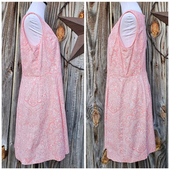 Paisley Print Dress Tommy Hilfiger Stretch Orange White Sleeveless Plus Size 16 - Picture 2 of 7